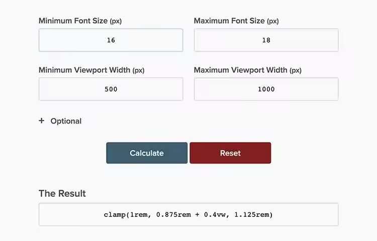 CSS clamp() Calculator
