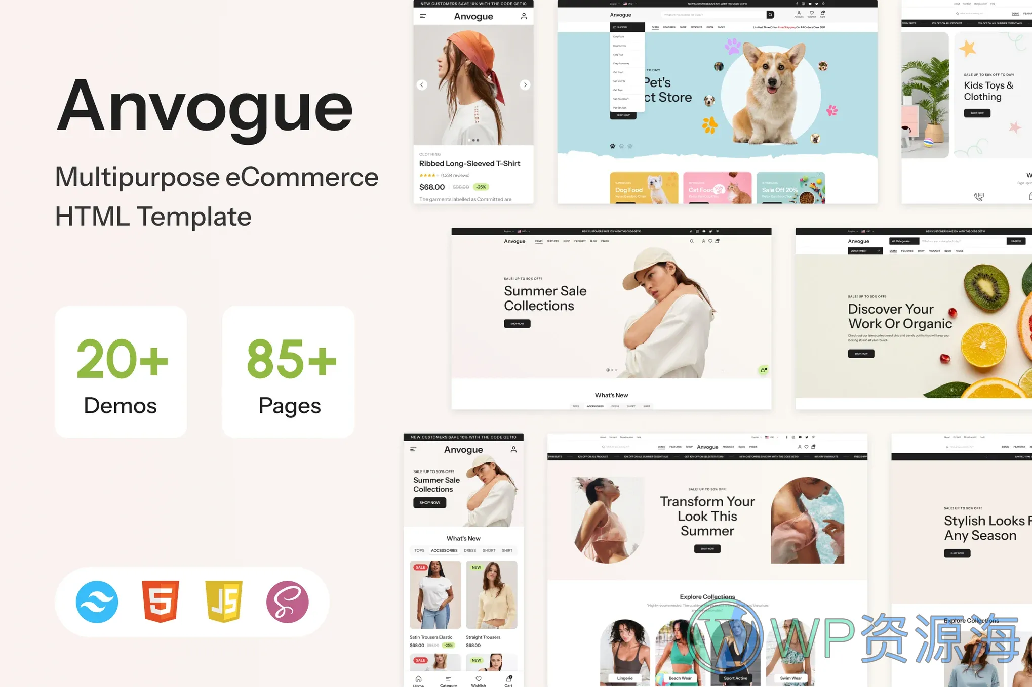 Anvogue-优雅时尚的电子商务在线商城网站模板插图-WP资源海