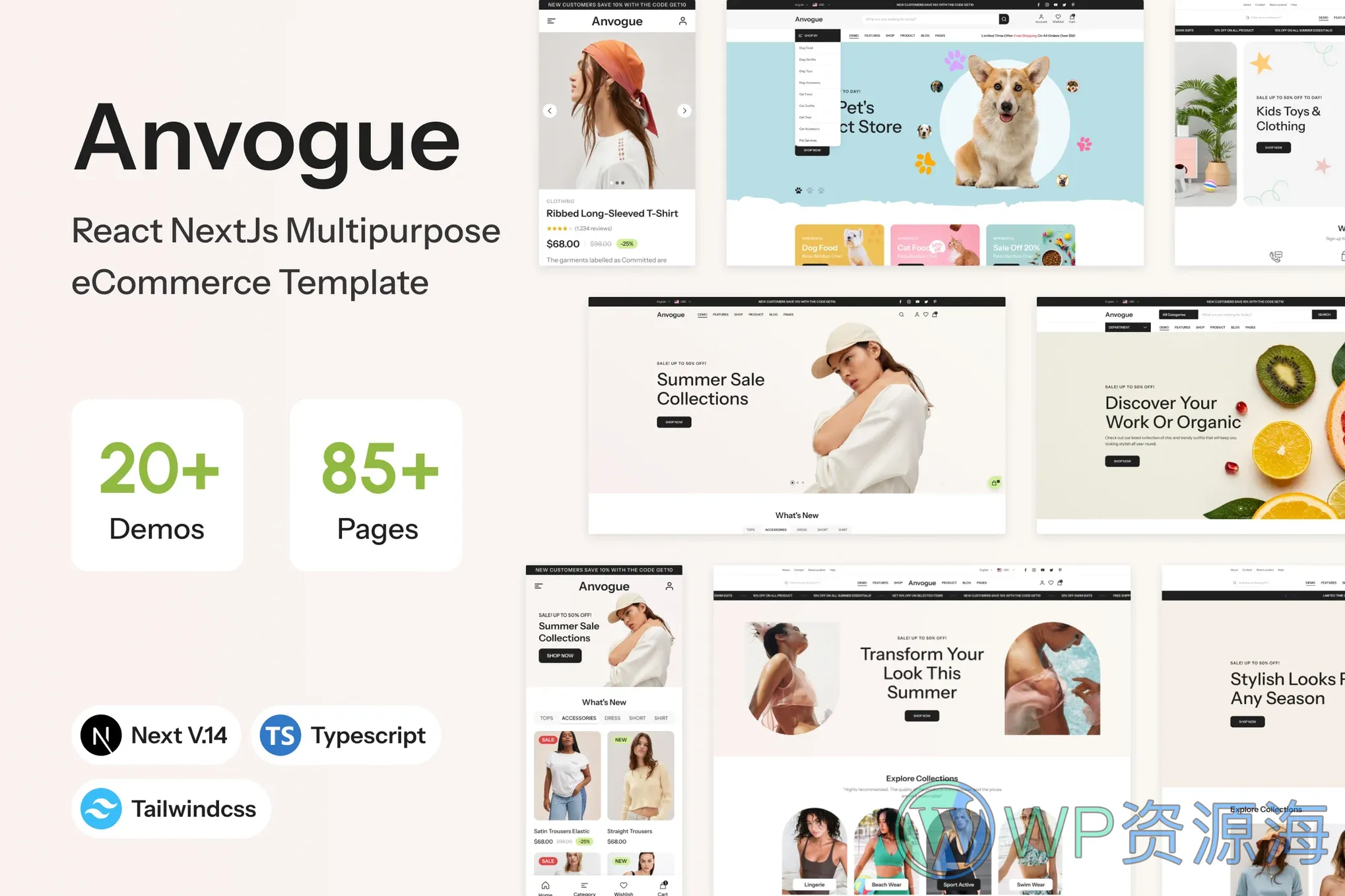 Anvogue-优雅时尚的电子商务在线商城网站模板插图1-WP资源海